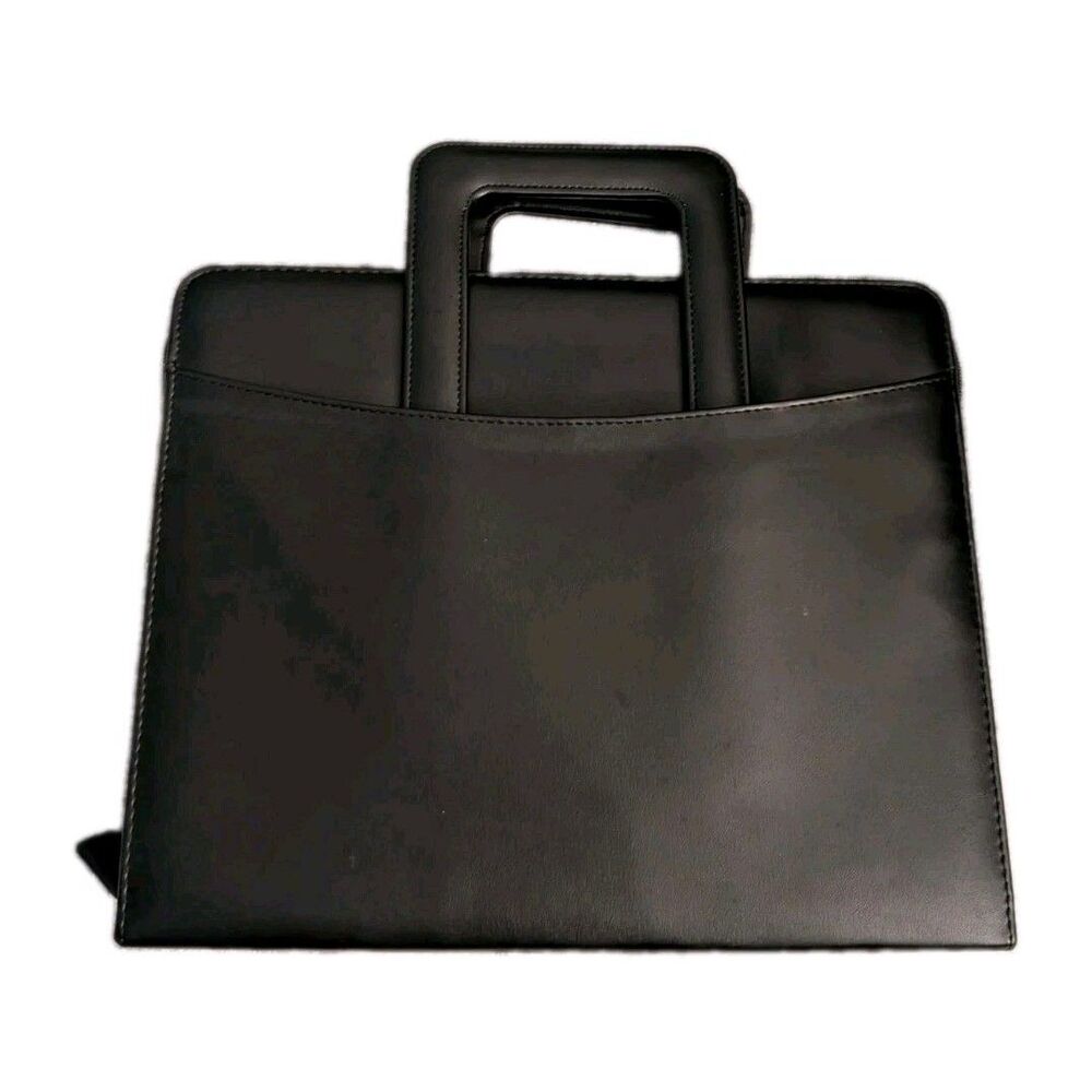Plan Ahead Black Zip Around Padfolio 3-Ring Binder With Handle & Pockets